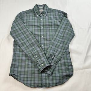 J.Crew Men’s Medium Blue Green Plaid Button Down Shirt | EUC